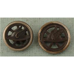 2 WWI Motor Transport Collar Insignia Disks Cut-Away