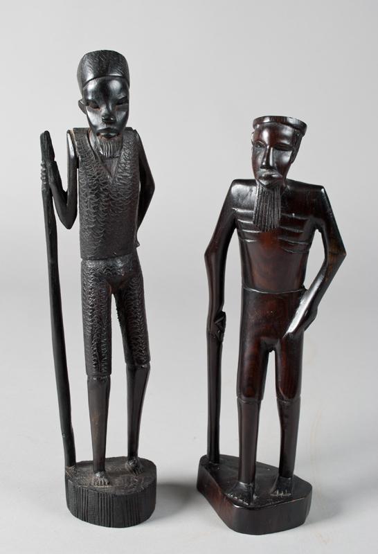 (2) Hand Carved African Ebony Wood Figures