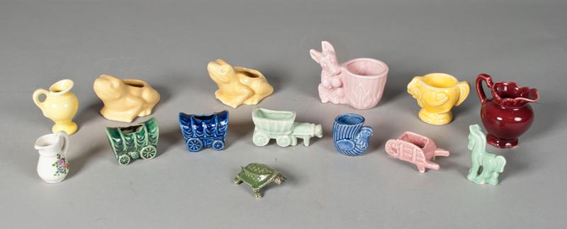 (14) Miniature Pottery Planters & Figures