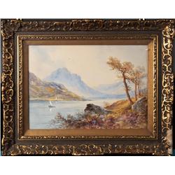 Artist R Hall H.R. Hall, Watercolor Painting on Paper
