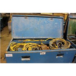 BLUE MOBILE STORAGE BOX & ELECTRICAL CONTENTS