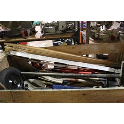 MOBILE BIN OF SHOVELS & MISC