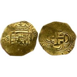 Seville, Spain, cob 2 escudos, Philip II or III, assayer not visible.