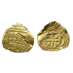 Seville, Spain, cob 2 escudos, Philip II or III, assayer B.