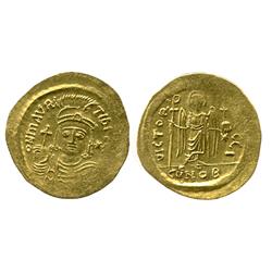 Byzantine Empire, Constantinople mint, gold solidus, Maurice Tiberius, 582-602 AD.