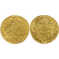 West Indies, 6400 reis "Joe," 1774-R (Rio, Brazil, Joseph I), with edge lightly clipped and new reed