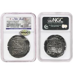 Mexico City, Mexico, cob 8 reales, (161)3F, Grade 1, housed in promotional wooden presentation box.