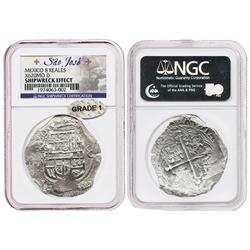 Mexico City, Mexico, cob 8 reales, (16)20D, Grade 1, housed in promotional wooden presentation box.