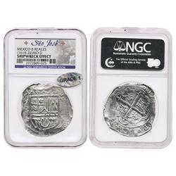 Mexico City, Mexico, cob 8 reales, Philip III, assayer D, reverse legend rotated clockwise 90 degree