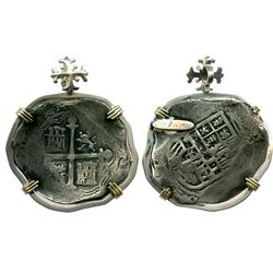 Mexico City, Mexico, cob 8 reales, Philip III or IV, assayer not visible, choice specimen mounted in