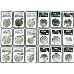 Lot of 9 Mexico City, Mexico, cob 8 reales, Philip II and III, assayers F, D/F and D, Grade 1.