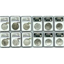 Lot of 6 Mexico City, Mexico, cob 8 reales, Philip II and III, assayer D or not visible, Grade 2.