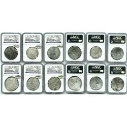 Lot of 6 Mexico City, Mexico, cob 8 reales, Philip II and III, assayers not visible, Grade 2.