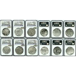 Lot of 6 Mexico City, Mexico, cob 8 reales, Philip II and III, assayers not visible, Grade 2.