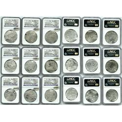 Lot of 9 Mexico City, Mexico, cob 8 reales, Philip II and III, assayers O, F, D, or not visible, Gra