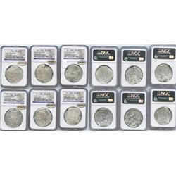 Lot of 6 Mexico City, Mexico, cob 8 reales, Philip II and III, assayers not visible, Grade 3.