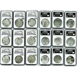 Lot of 9 Mexico City, Mexico, cob 8 reales, Philip II and III, assayer D or not visible, Grade 3.