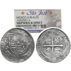 Mexico City, Mexico, cob 4 reales, 1608A, Grade 1, housed in promotional wooden presentation box.