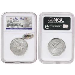 Mexico City, Mexico, cob 4 reales, 1612(F), Grade 1, housed in promotional wooden presentation box.