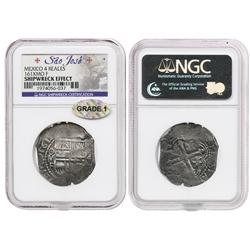 Mexico City, Mexico, cob 4 reales, 1615F, Grade 1, housed in promotional wooden presentation box.