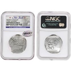 Mexico City, Mexico, cob 4 reales, (16)16/5(F), Grade 1, housed in promotional wooden presentation b