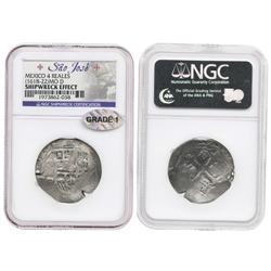 Mexico City, Mexico, cob 4 reales, 1620/19D, Grade 1, housed in promotional wooden presentation box.