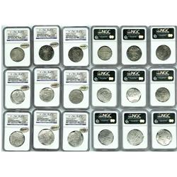 Lot of 9 Mexico City, Mexico, cob 4 reales, Philip II or III, assayers O, F, D or not visible, Grade