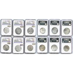 Lot of 6 Mexico City, Mexico, cob 4 reales, Philip II or III, assayers F and D, Grade 2.