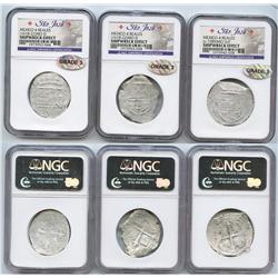 Lot of 3 Mexico City, Mexico, cob 4 reales, Philip III, assayers F and D, Grade 3.