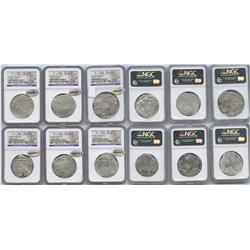 Lot of 6 Spain (various mints) cob 8 reales, Philip II or III, assayers not visible, Grade 2.