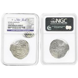 Seville, Spain, cob 4 reales, 1611B, choice Grade 1, housed in promotional wooden presentation box.