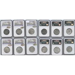 Lot of 6 Spain (various mints) cob 4 reales, Philip II or III, various assayers, Grade 1.