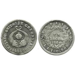 Popayan, Colombia, 1 decimo, 1864.