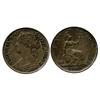 Image 1 : London, England, copper farthing, Victoria, 1860, mixed border (beaded/toothed), rare.