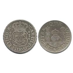 Mexico City, Mexico, pillar 1 real, Charles III, 1762/1M, scarce overdate.
