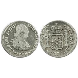 Mexico City, Mexico, bust 1/2 real, Charles IV, 1806TH, possible 0/5 error (unlisted).