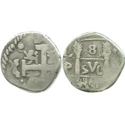 Venezuela(?), "imitation cob" "8 reales" (size of a 2R), date not visible (early 1800s), unpublished