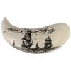 Image 1 : Ivory sperm whale tooth with mid-1900s scrimshaw depicting four sailing ships at sea with birds in s