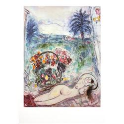 Chagall Nude with Flowers Poster