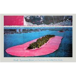 Signed 1982 Christo Surrounded Islands Poster