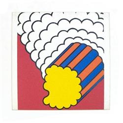 1968 Krushenick White Smoke Red Sky Serigraph