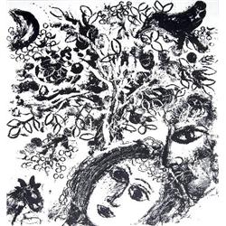 1963 Chagall Couple Beside Tree Mourlot Litho