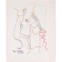 1960 Cocteau Visage (no text) Mourlot Litho