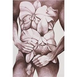 Signed 1979 Nesbitt Greg With Lillies Lithograph