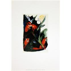 Marc Four Foxes Postcard of Kandinsky Poster
