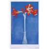 Image 1 : Mondrian Red Amaryllis on Blue Background Poster