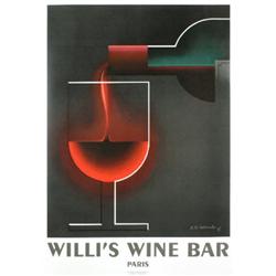 Cassandre Willi's Wine Bar Lithograph