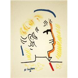 Cocteau Tete d'Homme Mourlot Lithograph