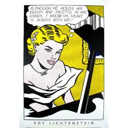 Lichtenstein Girl at the Piano Serigraph