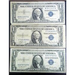 Three $1 Silver Certificates "Blue Seal"